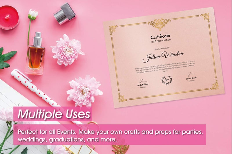 Bubbley Pink Metallic Paper - 100-Pack Light Pink Shimmer Paper, Crafting Supplies, Ticket, Invitation, Stationery, Scrapbook Use, Printer Friendly, 120 GSM, 8.5 x 11 Inches - Image 3